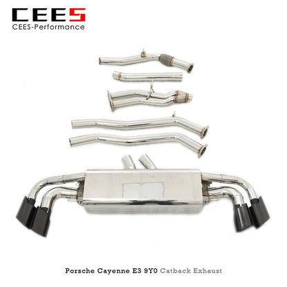 CEES Catback Exhaust Downpipe For PORSCHE Cayenne E3 9Y0 2017-2019 Stainless Steel Exhaust valve control Exhaust System