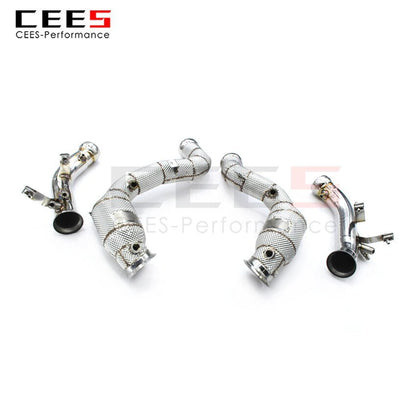 CEES Exhaust System For Mercedes Benz E63 AMG  Headers With Catalyst Test Pipe Converter High Flow Catted Exhaust Downpipe