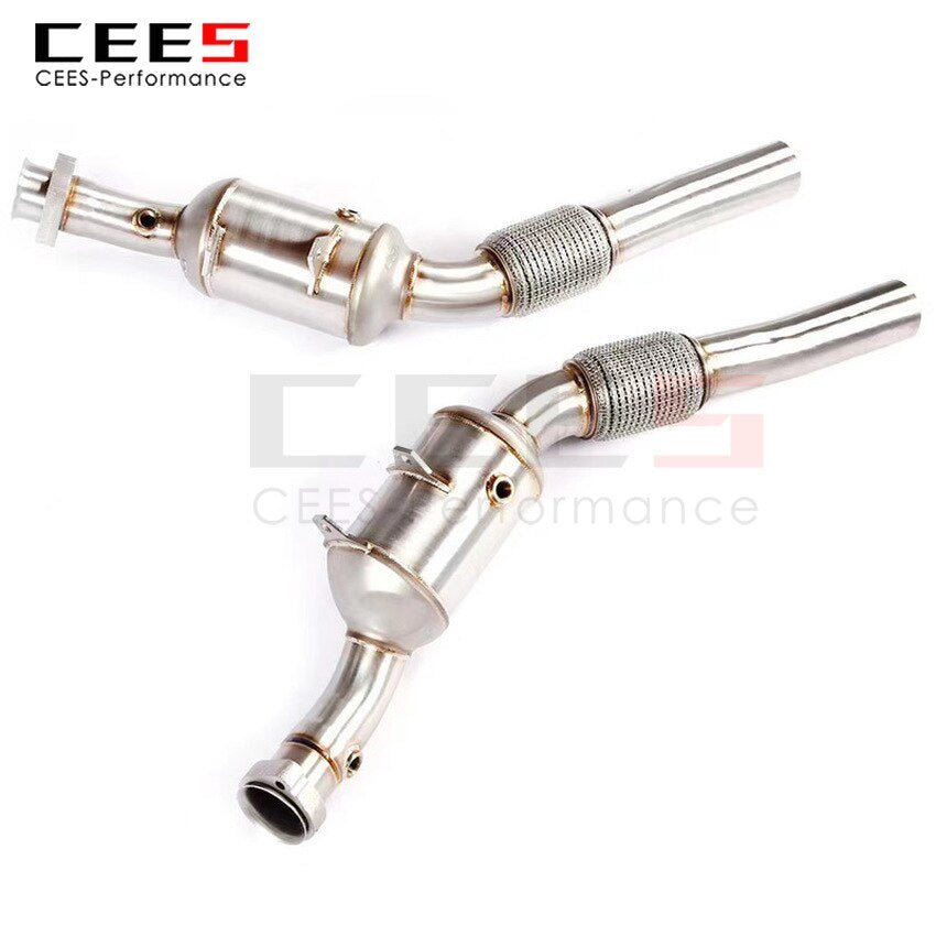 CEES Exhaust System For Mercedes Benz S63 CS63 COUPE Header WithCatalyst Test Pipe Converter High Flow Catted Exhaust Downpipe