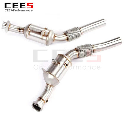 CEES Exhaust System For Mercedes Benz S63 CS63 COUPE Header WithCatalyst Test Pipe Converter High Flow Catted Exhaust Downpipe