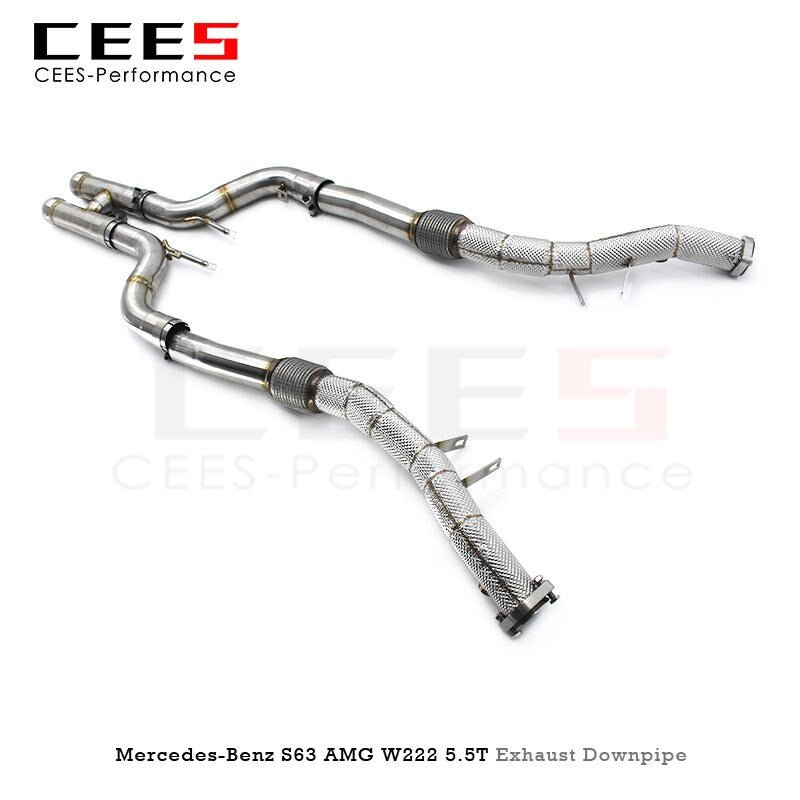 CEES Catless downpipe til Mercedes-Benz S63 AMG W222 4.0T 2018-2022 Rustfrit stål udstødningsydelse uden katalysator