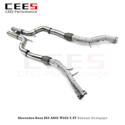 CEES Catless downpipe til Mercedes-Benz S63 AMG W222 4.0T 2018-2022 Rustfrit stål udstødningsydelse uden katalysator