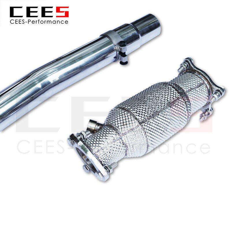 CEES Exhaust System For Audi A4b9 2.0 349 319 Headers With Catalyst Test Pipe Converter High Flow Catted Exhaust Downpipe