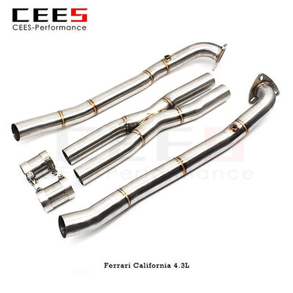 CEES Downpipe X pipe For Ferrari California 4.3L 2009-2014 Catless downpipe Catalytic converter Exhaust Pipe