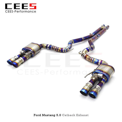 CEES Exhaust System for Ford Mustang 5.0L 2011-2023 Titanium Exhaust Pipe Muffler High Performance Tuning Valve Catback Exhaust