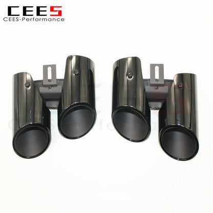 CEES Universal Tail Throat For PORSCHE Panamera 2010-2021 Stainless Steel Plating Black Four Outlet Nozzle Exhaust Pipe