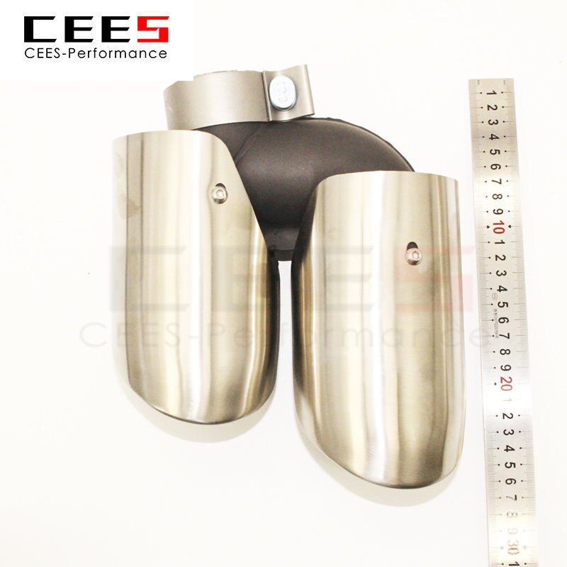 CEES Universal Tail Throat For PORSCHE MACAN 2015-2021Stainless Steel Y Shape Double Exit Exhaust Pipe Muffler