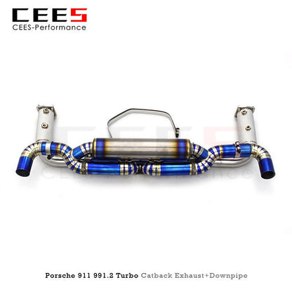 CEES Performance Tuning Catback Exhaust for Porsche 911 991.2 Turbo S 3.8T 2017-2019 Titanium Exhaust Pipe Exhaust Downpipe