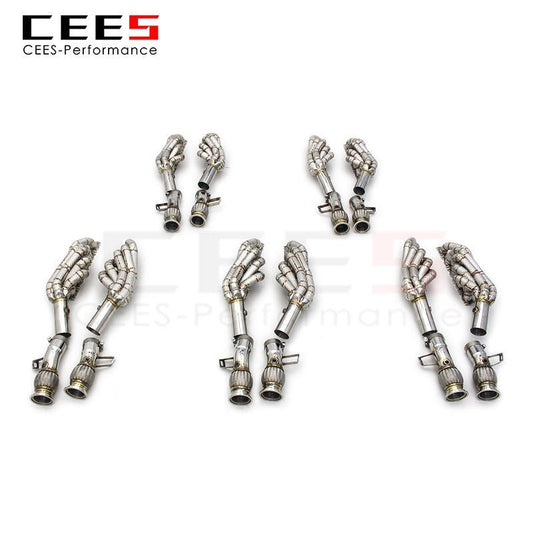 CEES Exhaust Manifold for Audi R8 V10 5.2L 2010-2021 Performance Car Exhaust System 304Stainless Steel Exhaust Pipe Downpipe