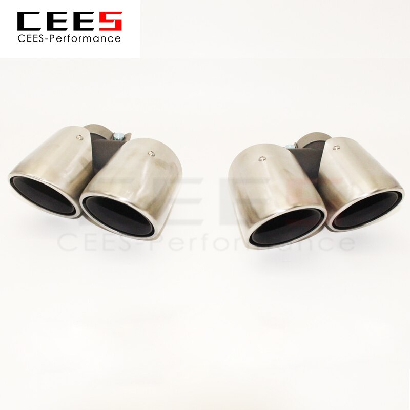 CEES Universal Tail Throat For PORSCHE MACAN 2015-2021Stainless Steel Y Shape Double Exit Exhaust Pipe Muffler