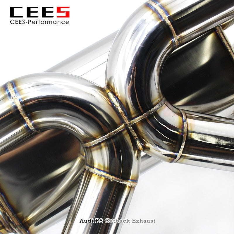 CEES Stainless Steel Exhaust system For AUDI R8 5.2L2008-2016 valve control Exhaust System High Polished Muffler Exhaust System