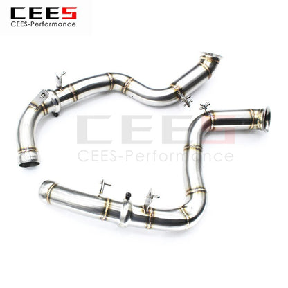 CEES Exhaust System For Mercedes Benz GLC63 AMG Headers Without Catalyst No cat Downpipe Manifold Stainless Steel Car Accessorie