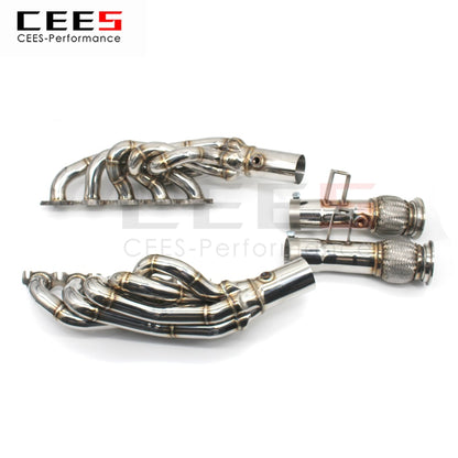 CEES ExhaustSystem For Audi R8 V10 5.2 Headers StainlessSteel Test Pipe Nocat Downpipe Stainless Steel Car Accessories Manifold