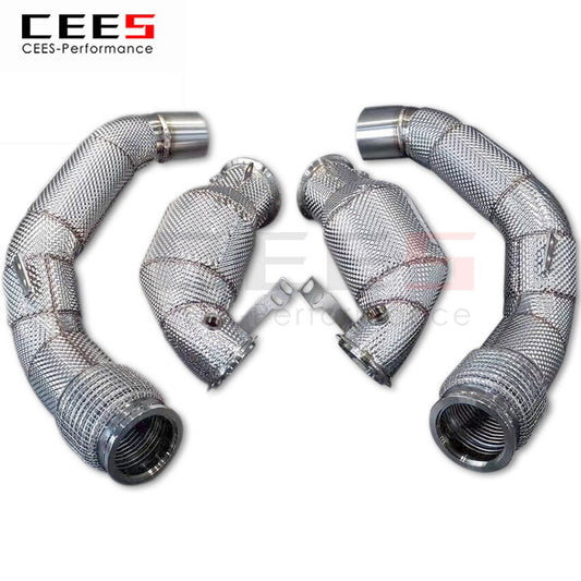 CEES Exhaust System For BMW X5M X6M F95 F96 Headers With Catalyst Test Pipe Converter High Flow Catted Exhaust Downpipe