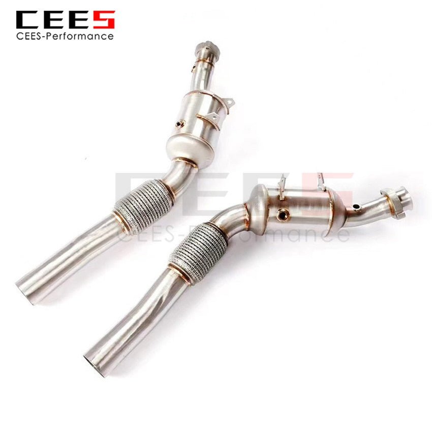 CEES Exhaust System For Mercedes Benz S63 CS63 COUPE Header WithCatalyst Test Pipe Converter High Flow Catted Exhaust Downpipe