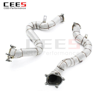 CEES Exhaust System For Audi RS6 C7 Headers Without Catalyst No cat Downpipe Manifold Stainless Steel Car Accessories