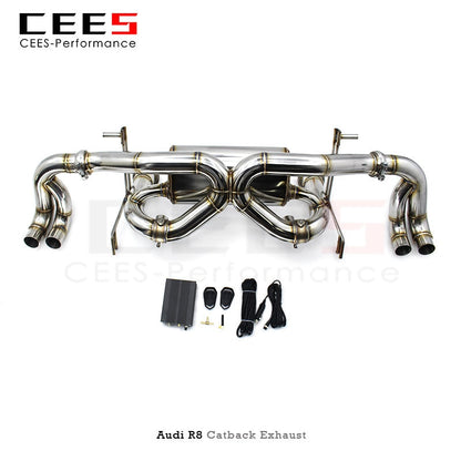 CEES Stainless Steel Exhaust system For AUDI R8 5.2L2008-2016 valve control Exhaust System High Polished Muffler Exhaust System