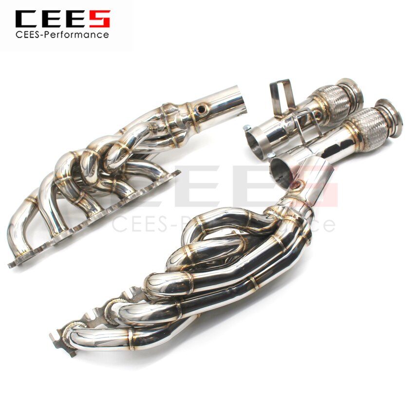 CEES ExhaustSystem For Audi R8 V10 5.2 Headers StainlessSteel Test Pipe Nocat Downpipe Stainless Steel Car Accessories Manifold