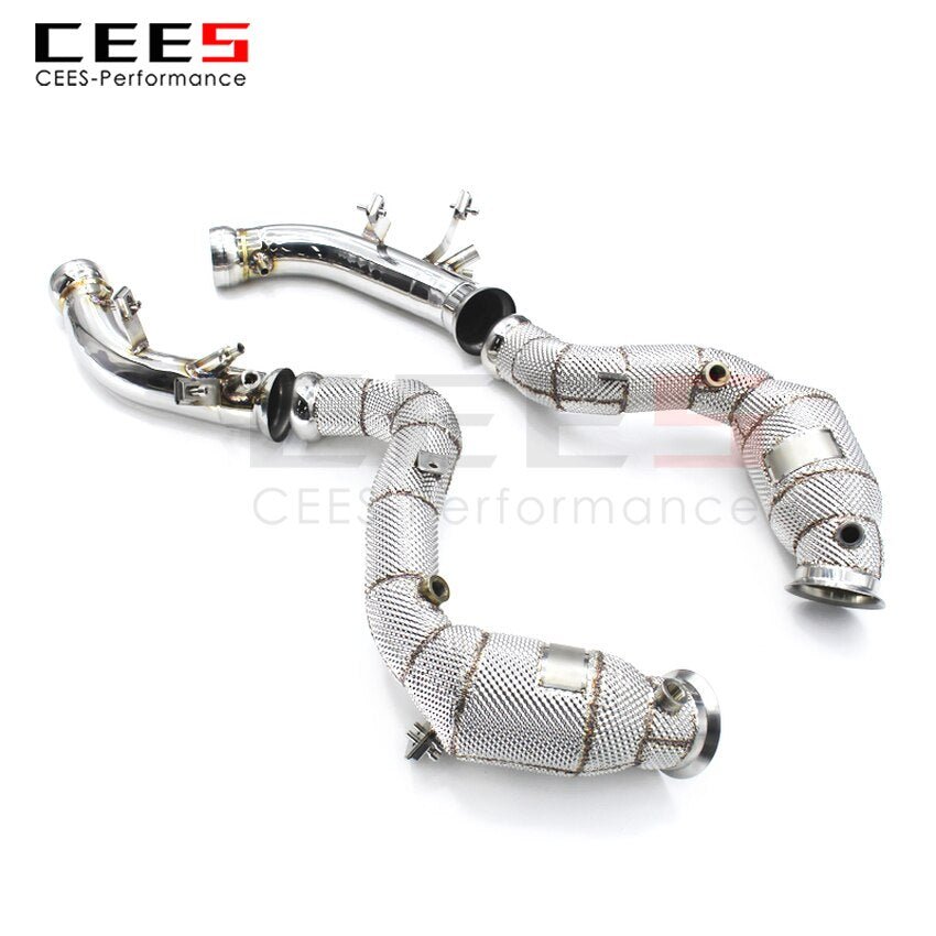 CEES Exhaust System For Mercedes Benz E63 AMG  Headers With Catalyst Test Pipe Converter High Flow Catted Exhaust Downpipe