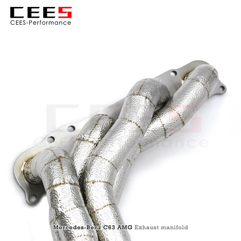 CEES Performance Exhaust Manifold for Mercedes-Benz C63 AMG W204 6.2L 2012-2015 Stainless Steel Exhaust Downpipe with Catalyst