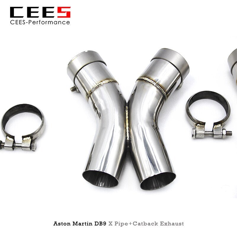 CEES Catback Exhaust and X Pipe for Aston Martin DB9 6.0L 2012-2016 Stainless Steel High Performance  Valve Exhaust System