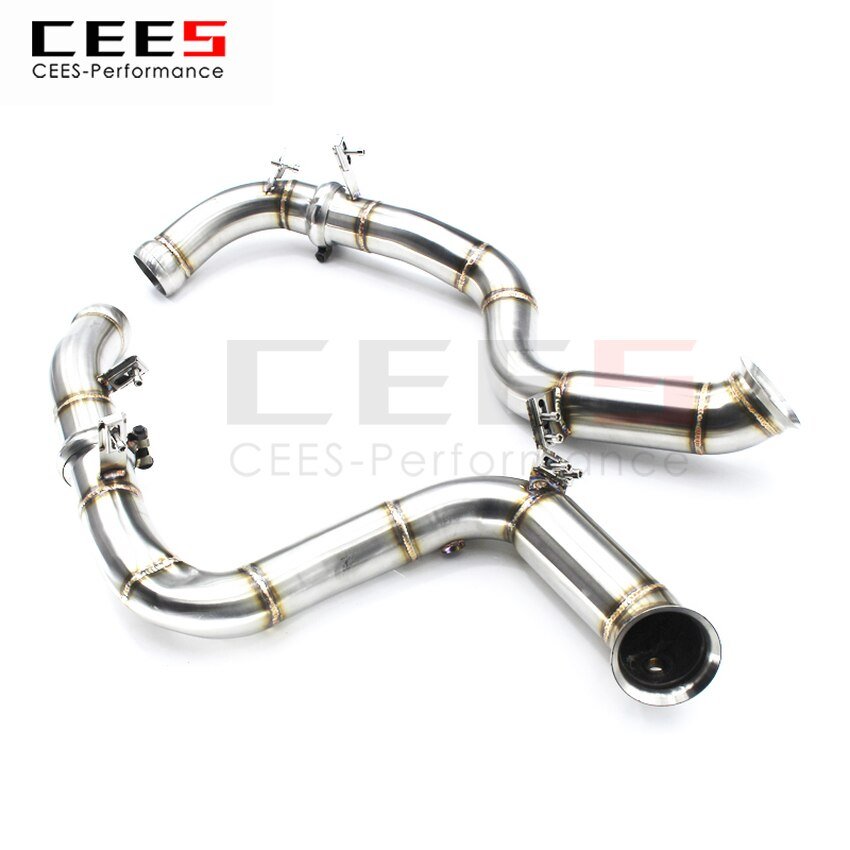 CEES Exhaust System For Mercedes Benz GLC63 AMG Headers Without Catalyst No cat Downpipe Manifold Stainless Steel Car Accessorie