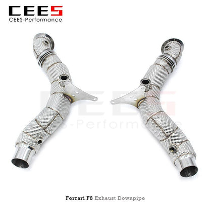 CEES Exhaust Downpipe for Ferrari F8 Spider 2019- Catless Downpipe Without Catalyst Catalytic Converter Performance Exhaust Pipe