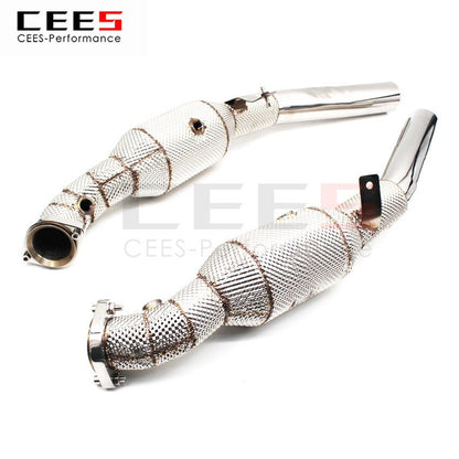 CEES Exhaust System For Mercedes-Benz ML63 6.2 Headers With Catalyst Test Pipe Converter High Flow Catted Exhaust Downpipe