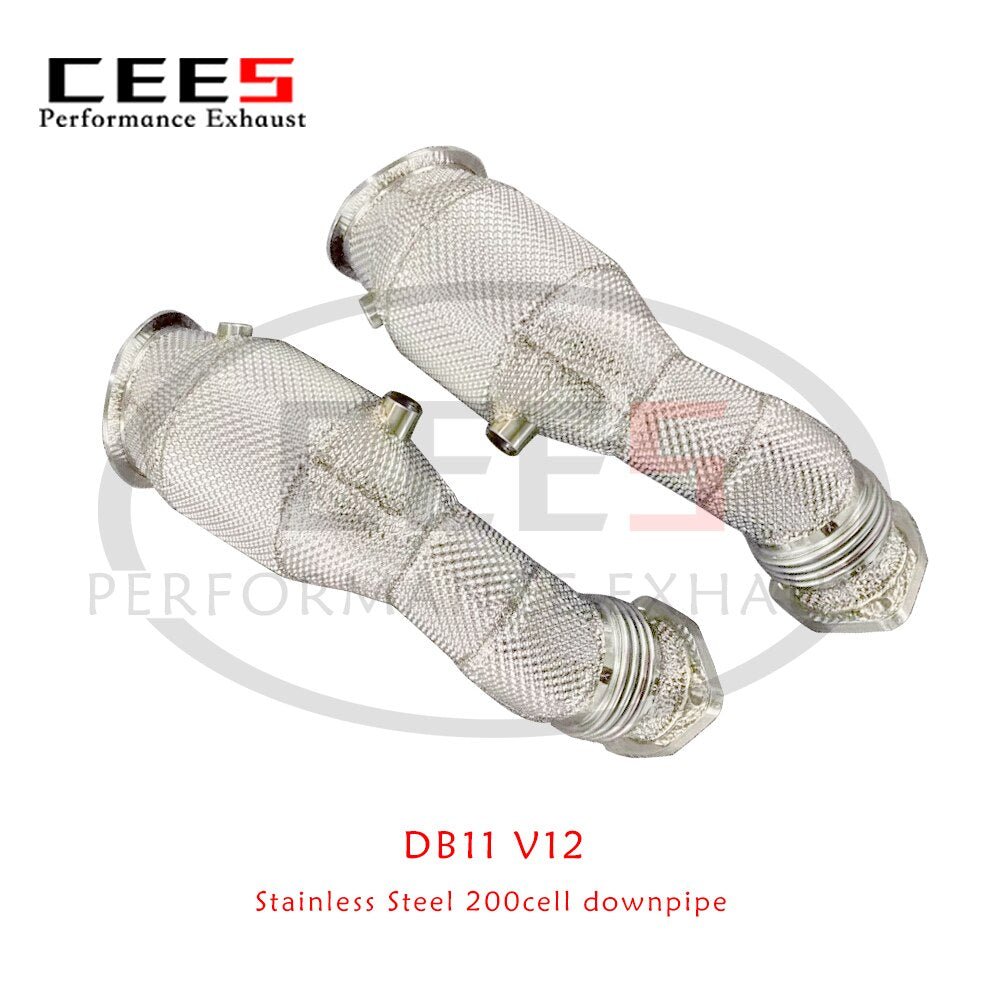 CEES Downpipe For Aston Martin DB11 5.2TT V12 200cell High Flow Catalytic Converter Secondary lower pipe SS304 Downpipe