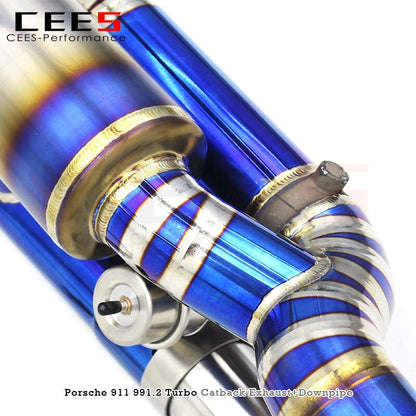 CEES Performance Tuning Catback Exhaust for Porsche 911 991.2 Turbo S 3.8T 2017-2019 Titanium Exhaust Pipe Exhaust Downpipe