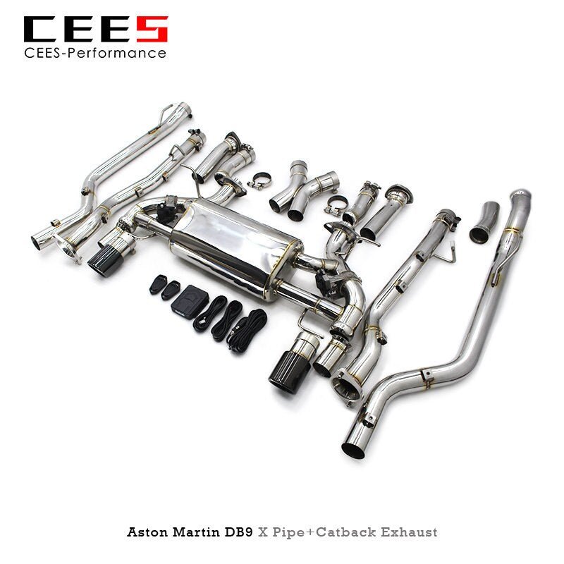 CEES Catback Exhaust and X Pipe for Aston Martin DB9 6.0L 2012-2016 Stainless Steel High Performance  Valve Exhaust System