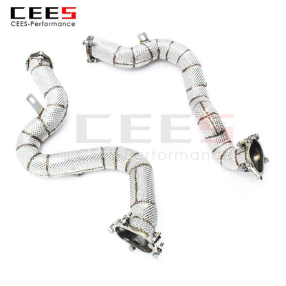 CEES Exhaust System For Audi RS6 C7 Headers Without Catalyst No cat Downpipe Manifold Stainless Steel Car Accessories