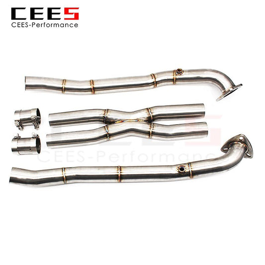 CEES Downpipe X pipe For Ferrari California 4.3L 2009-2014 Catless downpipe Catalytic converter Exhaust Pipe