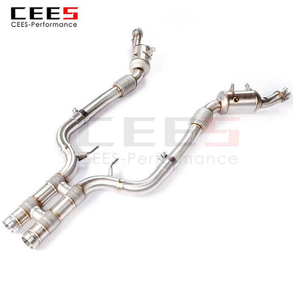 CEES Exhaust System For Mercedes Benz S63 CS63 COUPE Header WithCatalyst Test Pipe Converter High Flow Catted Exhaust Downpipe