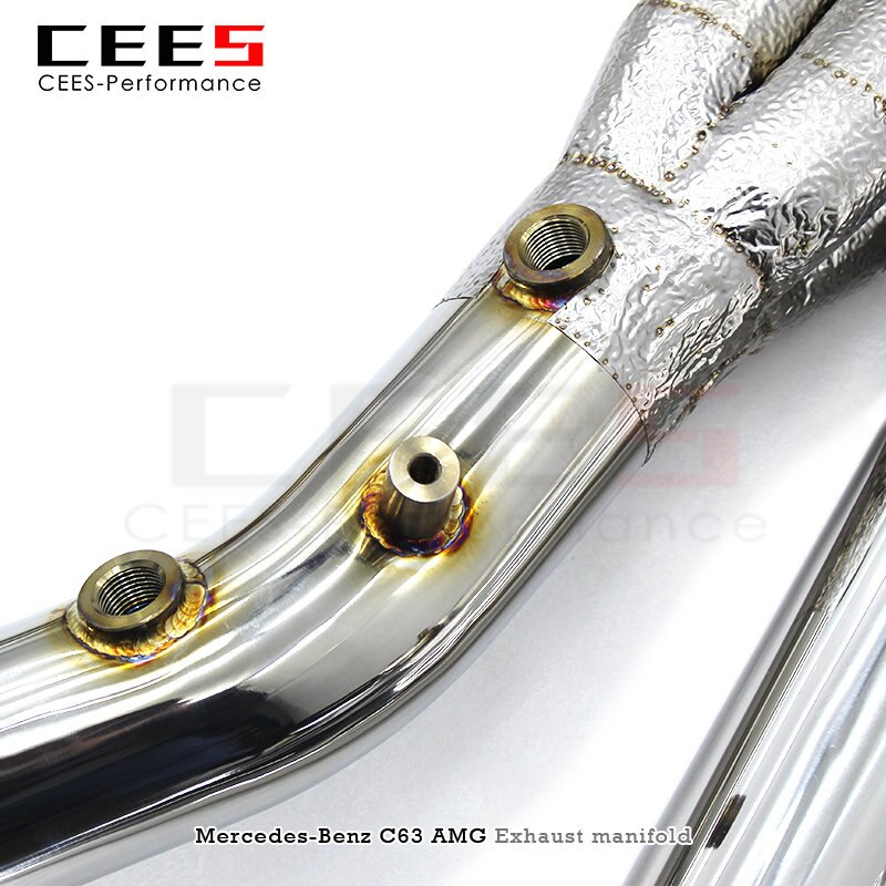 CEES Performance Exhaust Manifold for Mercedes-Benz C63 AMG W204 6.2L 2012-2015 Stainless Steel Exhaust Downpipe with Catalyst