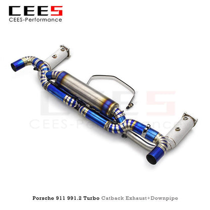 CEES Performance Tuning Catback Exhaust for Porsche 911 991.2 Turbo S 3.8T 2017-2019 Titanium Exhaust Pipe Exhaust Downpipe